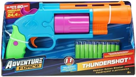 BuzzBee Air Warriors Double Shot - Doppelschuss Schrotflinten Blaster für spannende Abenteuer mit 4 Darts & 4 Hülsen