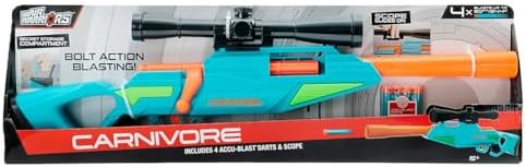 BuzzBee Air Warriors Double Shot - Doppelschuss Schrotflinten Blaster für spannende Abenteuer mit 4 Darts & 4 Hülsen