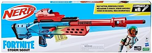 NERF Fortnite Storm Scout Blaster mit Fernrohr - 6-Dart Clip-Magazin für spannende Spiele im Freien