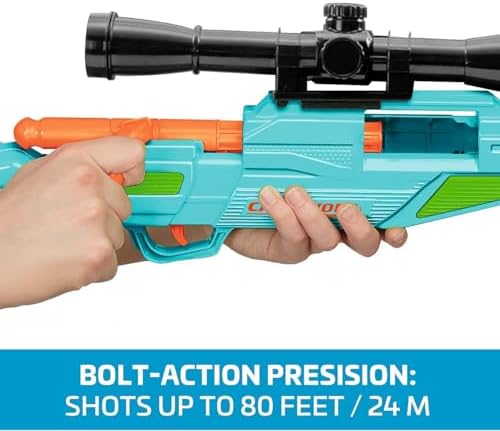 BuzzBee Air Warriors Double Shot - Doppelschuss Schrotflinten Blaster für spannende Abenteuer mit 4 Darts & 4 Hülsen