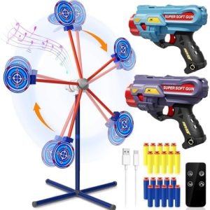 DX DA XIN Schießspielzeug für Jungen ab 5 Jahren – Rotierende Zielscheibe mit 2 Pistolen & 20 Schaumstoffpfeilen, ideale