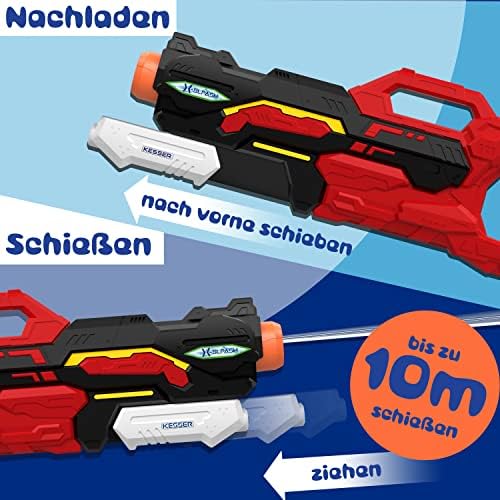 KESSER® Wasserpistole 2er Set - Spritzpistolen für Strandspaß mit 10-11 Meter Reichweite, 1500ml Fassungsvermögen, Schwa