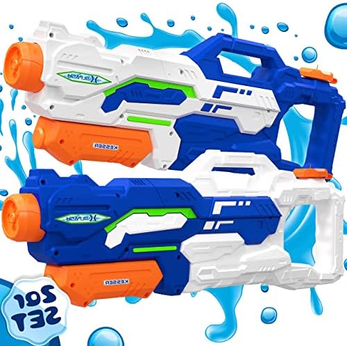 KESSER® Wasserpistole 2er Set - Spritzpistolen für Strandspaß mit 10-11 Meter Reichweite, 1500ml Fassungsvermögen, Schwa