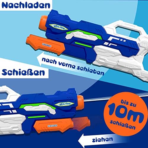 KESSER® Wasserpistole 2er Set - Spritzpistolen für Strandspaß mit 10-11 Meter Reichweite, 1500ml Fassungsvermögen, Schwa