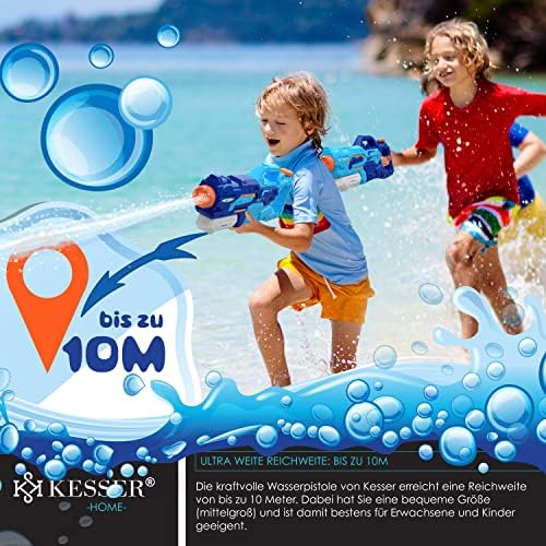 KESSER® Wasserpistole 2er Set - Spritzpistolen für Strandspaß mit 10-11 Meter Reichweite, 1500ml Fassungsvermögen, Schwa