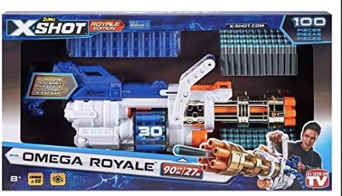 X-Shot Excel Omega Dartblaster - Inklusive 96 Darts & Munitionskette für aufregende Actionspiele