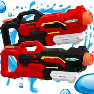 KESSER® Wasserpistole 2er Set - Spritzpistolen für Strandspaß mit 10-11 Meter Reichweite, 1500ml Fassungsvermögen, Schwa