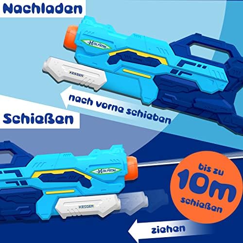 KESSER® Wasserpistole 2er Set - Spritzpistolen für Strandspaß mit 10-11 Meter Reichweite, 1500ml Fassungsvermögen, Schwa