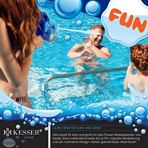KESSER® Wasserpistole 2er Set - Spritzpistolen für Strandspaß mit 10-11 Meter Reichweite, 1500ml Fassungsvermögen, Schwa