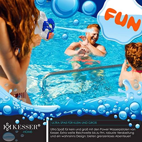KESSER® Wasserpistole 2er Set - Spritzpistolen für Strandspaß mit 10-11 Meter Reichweite, 1500ml Fassungsvermögen, Schwa