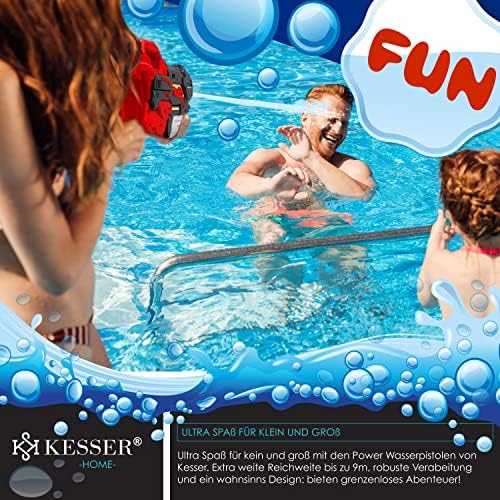 KESSER® Wasserpistole 2er Set - Spritzpistolen für Strandspaß mit 10-11 Meter Reichweite, 1500ml Fassungsvermögen, Schwa