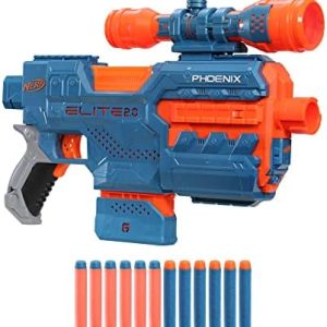 Nerf Elite |0 Phoenix CS-6 – motorisierter Blaster mit 12 Darts & Fernrohr für spannende Action-Abenteuer!