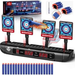 Lehoo Castle Elektrische Zielscheibe für Nerf Pistole – 4 Ziele & Auto-Reset für spannenden Spielspaß